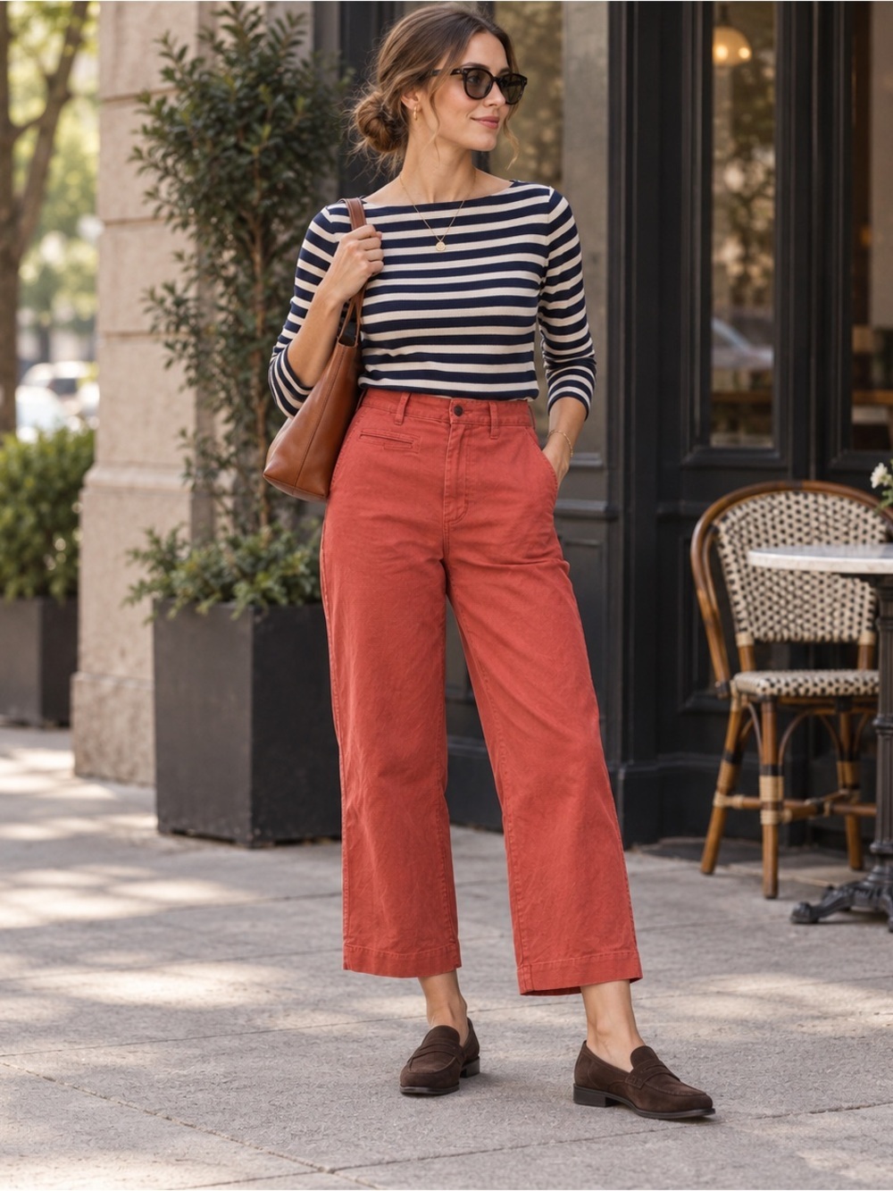 Madewell Wide-Leg Crop Pants Coral Red